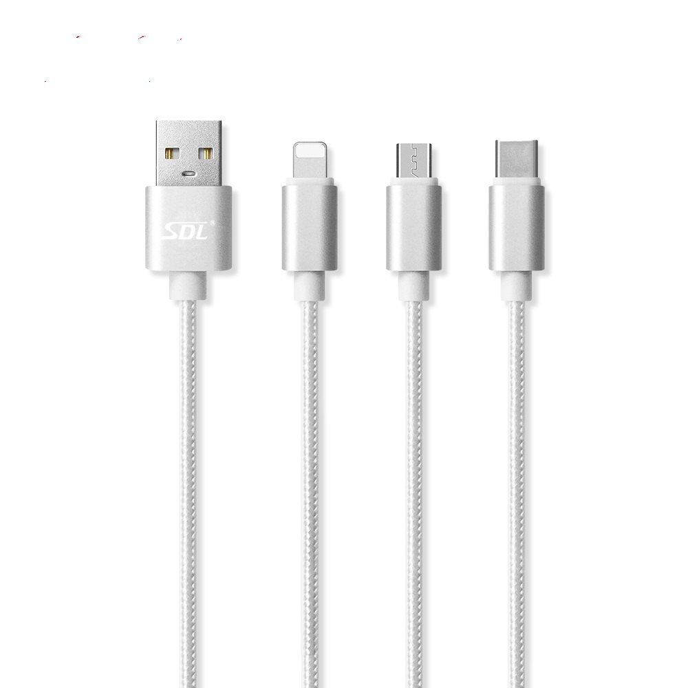 [38% OFF] SDL 3 In 1 Micro USB + 8 Pin + Type-C Charging Cable - 1M ...