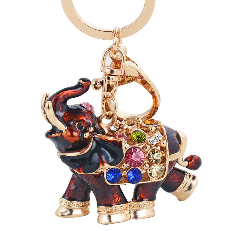 

Genuine Dripping Diamond Elephant Car Keychain Girls Bags Pendant Gift Key, Blood red