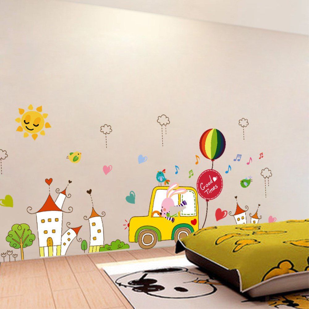 

Creative Decoration Cartoon 3D Rabbit Driver Wall Sticker, Multi-a