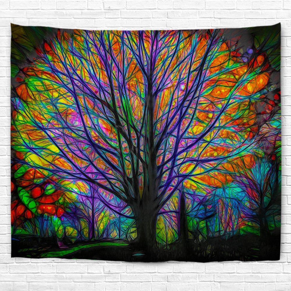 

Glowing Tree 3D Printing Home Wall Hanging Tapestry for Decoration, Multi-a