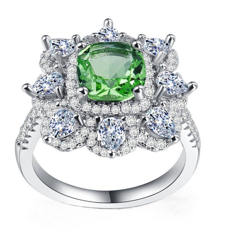 

Fashion Crystal Green Party Ring, Silver