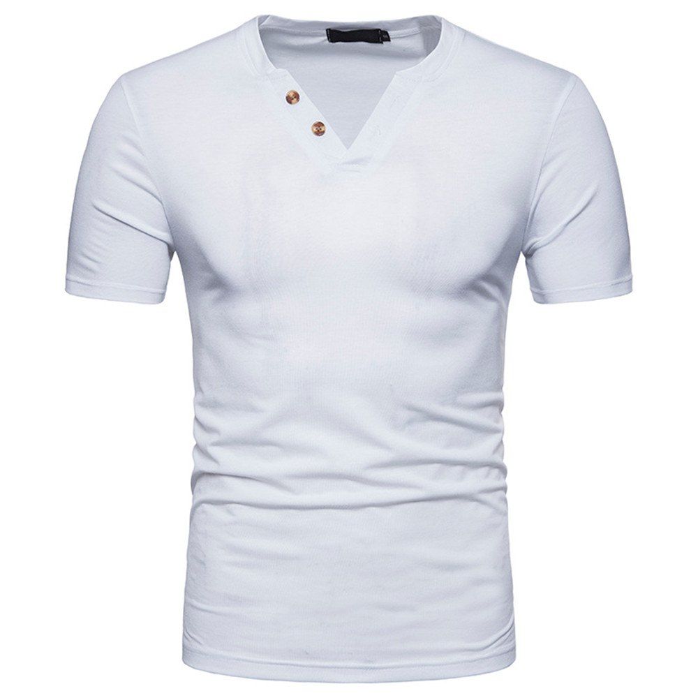 

Men V-Neck Fashion Short-Sleeved T-Shirt, White