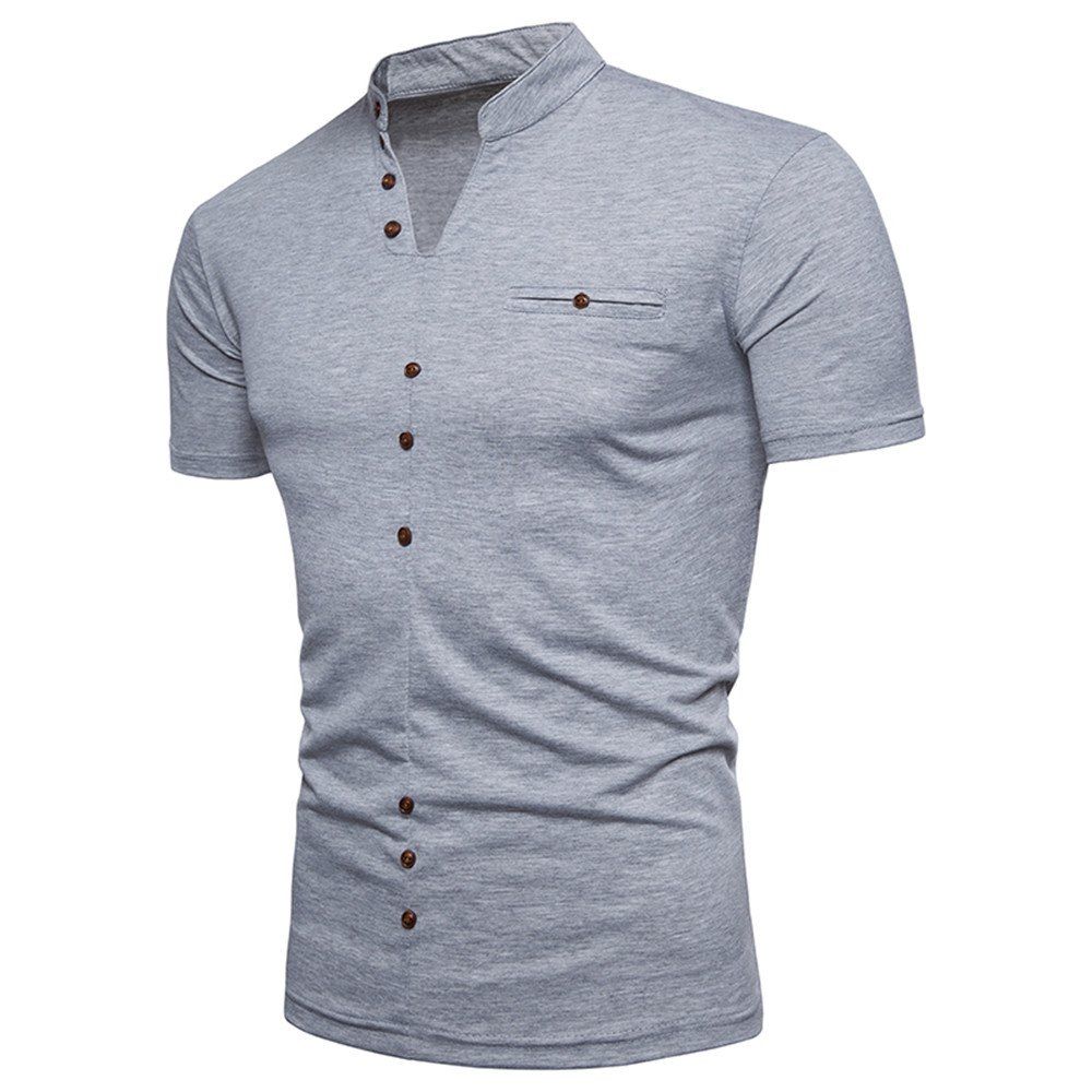 

New Men's Large Size Fold Short-Sleeved T-Shirt, Light gray