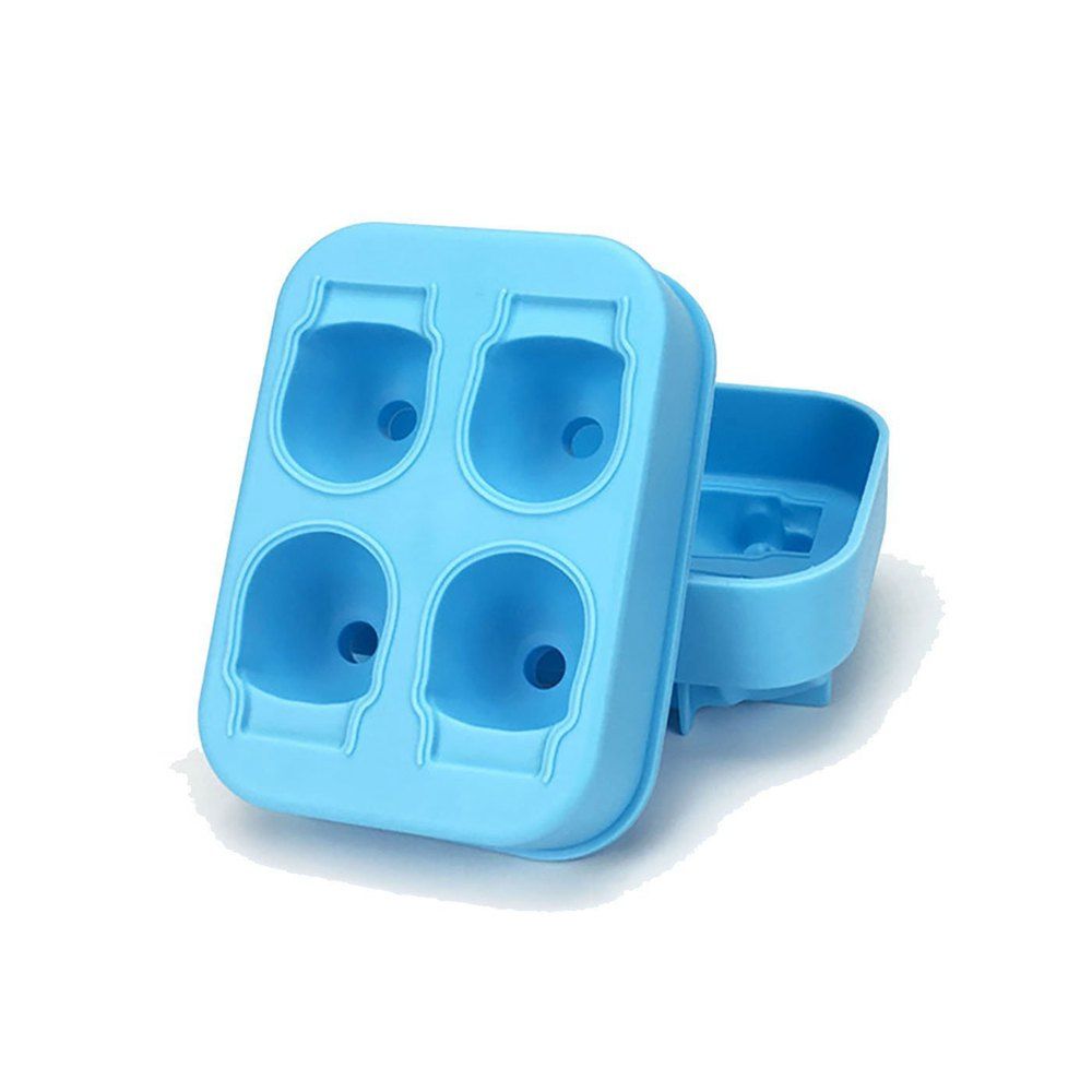 

3D Skull Silicone Ice Cube Mold Chocolate Tray with Lid for Whiskey Wine Tool, Crystal blue