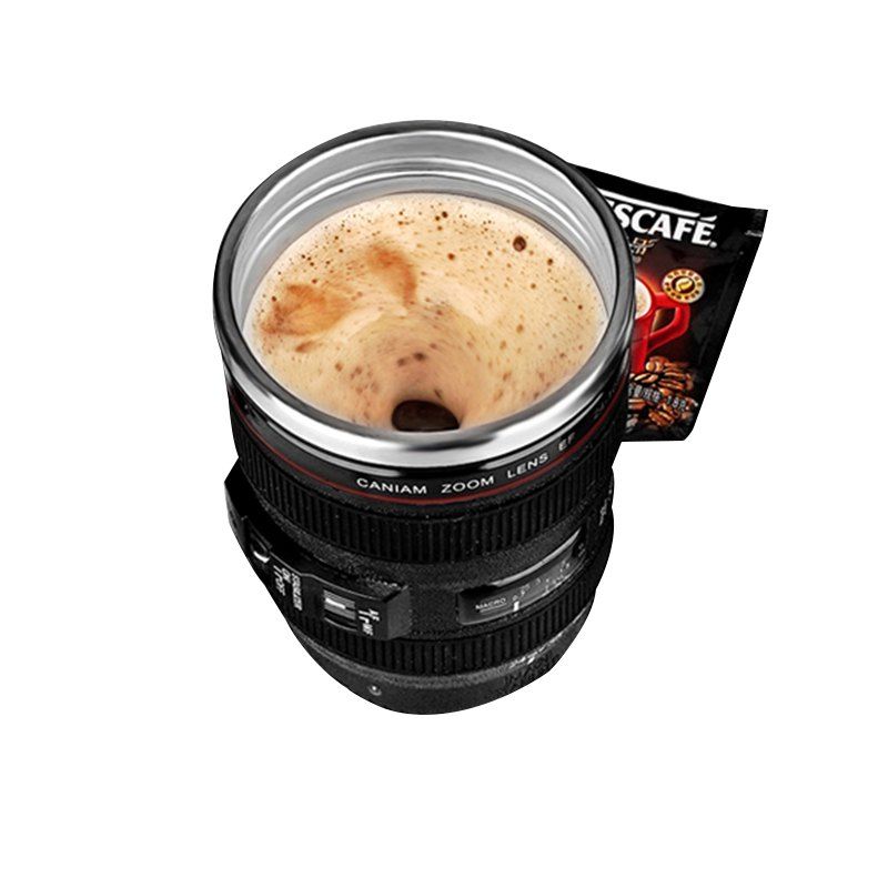 

Camera Lens Shaped Self Stirring Coffee Mug Electric Automatic Self Mixing Cup 300ml, Black