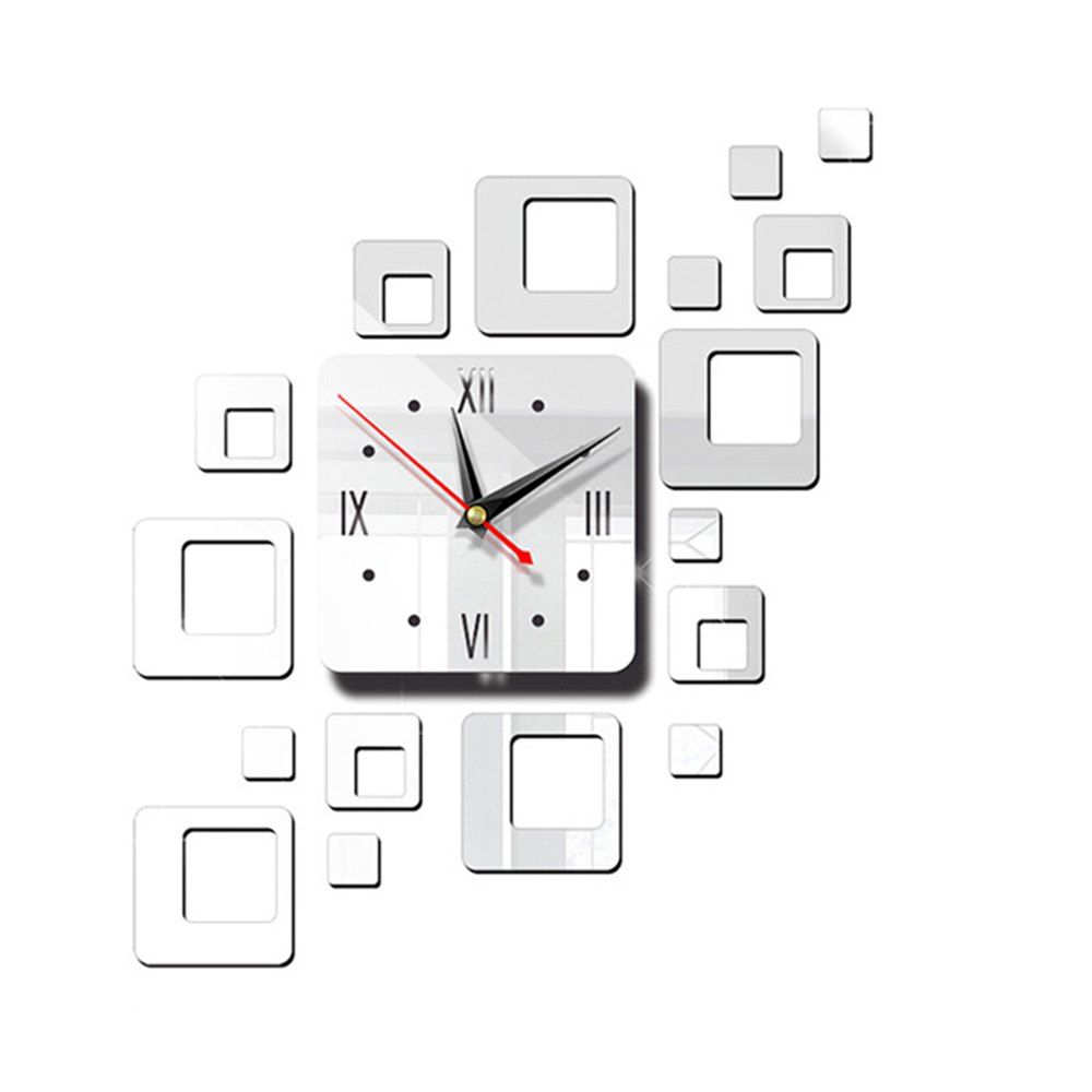 

Creative European 3D Decorative Combination Acrylic Mirror Clock, Silver