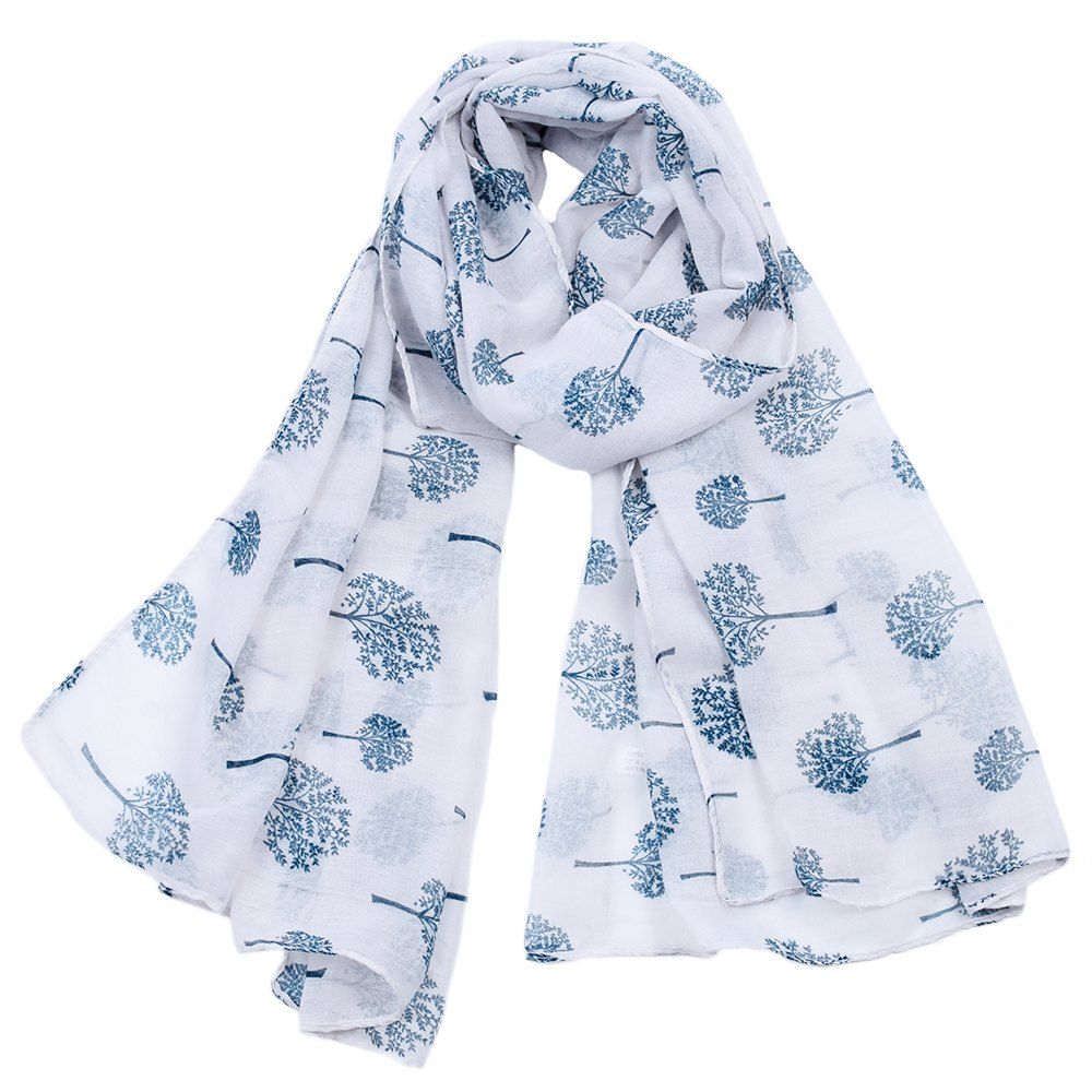 

Women Popular Tree Forest Printed Stain Scarves and Shawls Oversized, White