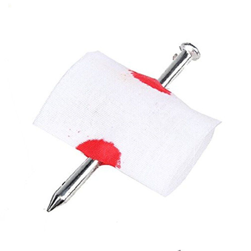 

Convenient New Prank Joke Toy Nail Through Finger Trick Halloween, White