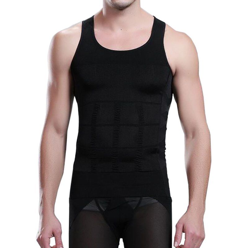 

Men's Body Shaper Slimming Shirt Tummy Waist Vest, Black