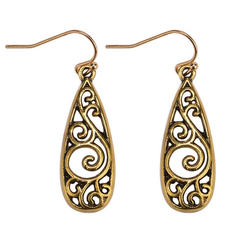 

High - Grade National Wind Hollow Decorative Pattern Delicate Earrings, Gold
