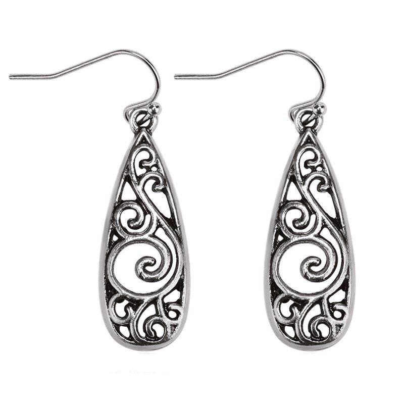 

High - Grade National Wind Hollow Decorative Pattern Delicate Earrings, Silver