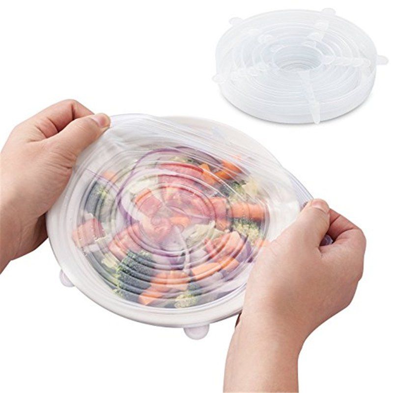 

High Quality 6 PCS Silicone Stretchable Lid Durable Expandable Food Saver Cover, White