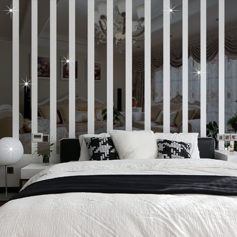 

Rectangle Mirror Wall Stickers Geometrical Shape Decorative Sheet, Cool white