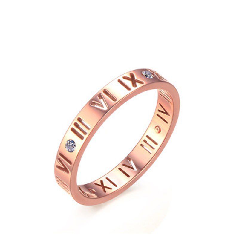 

Fashion Delicate Roman Numerals Rings for Women and Men Couple Wedding Rings, Rose gold