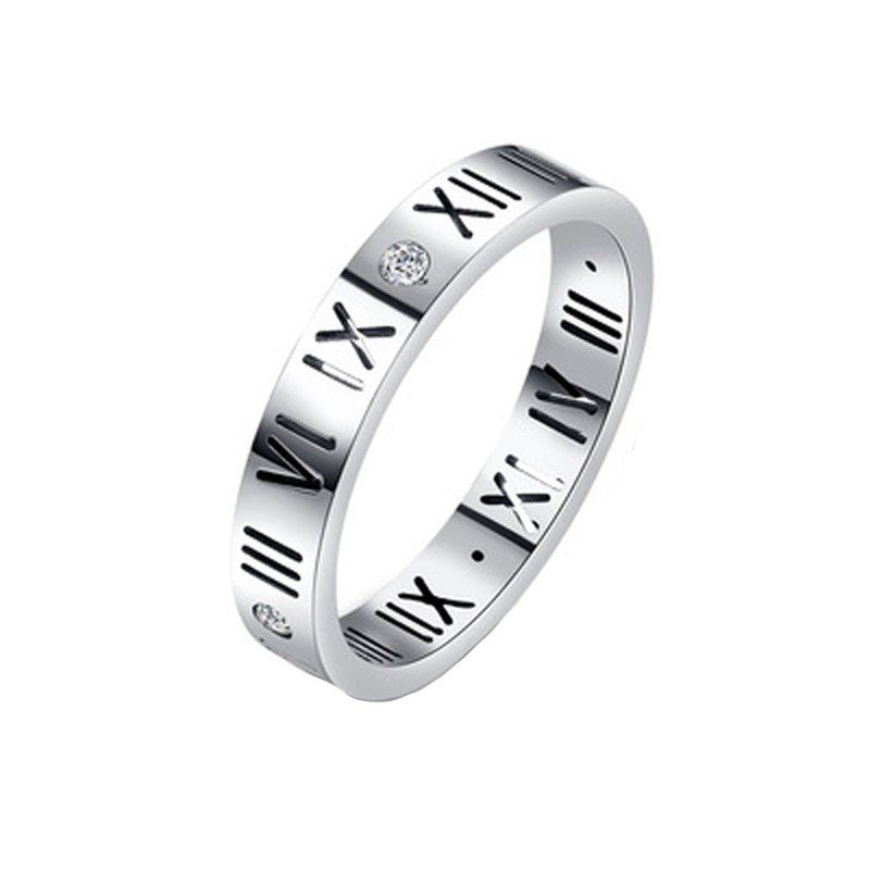 

Fashion Delicate Roman Numerals Rings for Women and Men Couple Wedding Rings, Silver