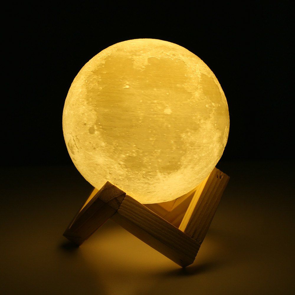 

Touch Three-Color 3D Bedside Creative Led Luminous Moon Lamp, White