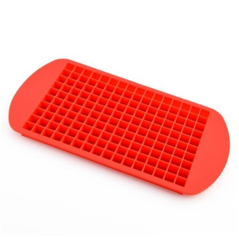 

160 Grid Squares Mini Small Food Grade Silicone Ice Cube Tray, Red
