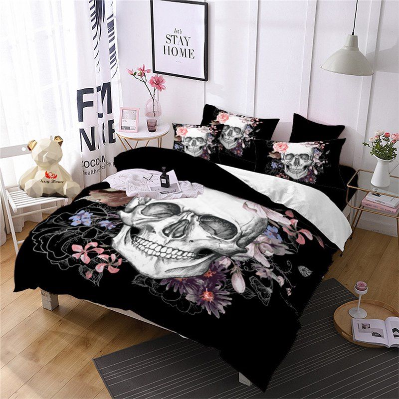 

Rose Fear Personality Decorative Pattern Bedding Set AS92-B, Black