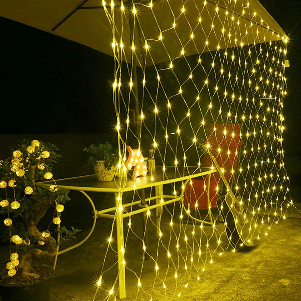 

96 LEDs Fairy Fishing Mesh Net String Lighting Outdoor Party Festival Decoration, Warm white