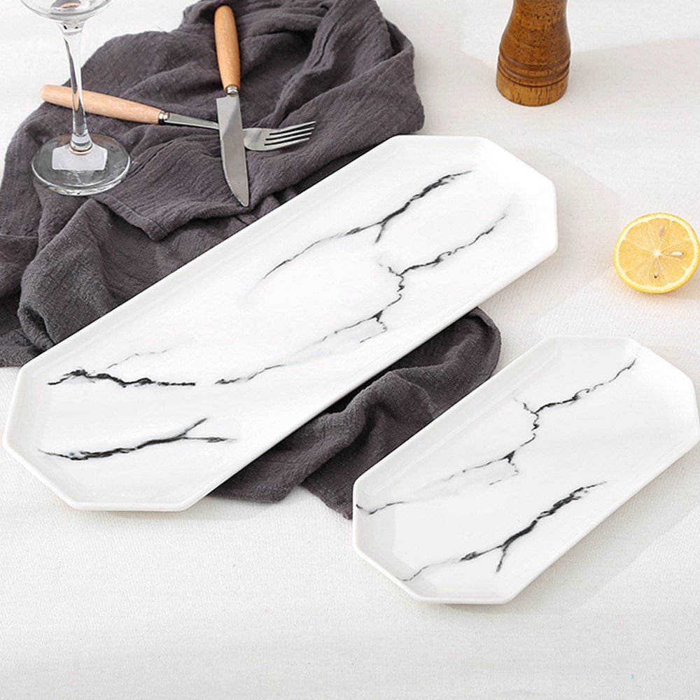 

1 Piece Marbling Ceramic Short Handle Dinner Plate, Light gray;gray