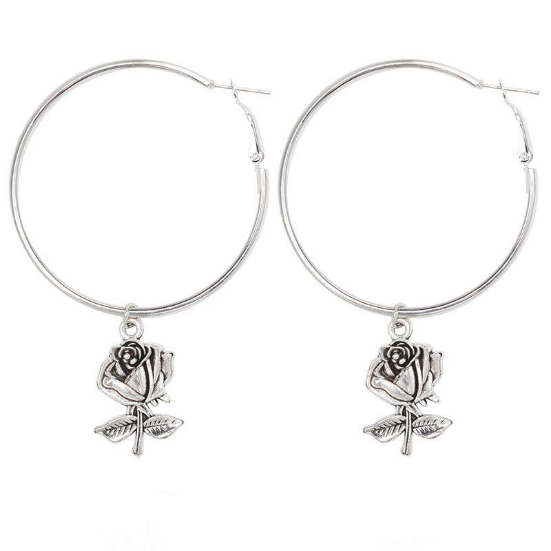 

Women'S Fresh Rose Great Circle Earring, Silver