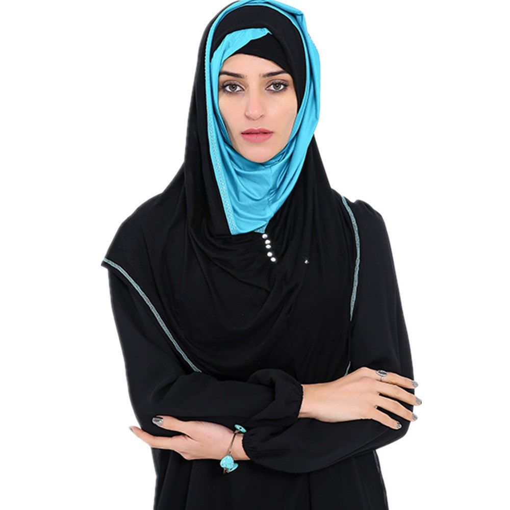 

Women Turban Crystal Flower Hat Headscarf, Blue zircon