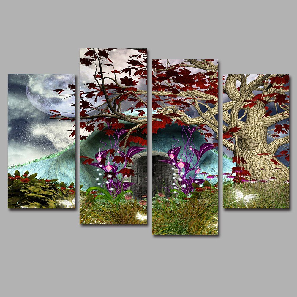 

Fantasy Frameless Printed Canvas Art Print 4PCS, Multi-a