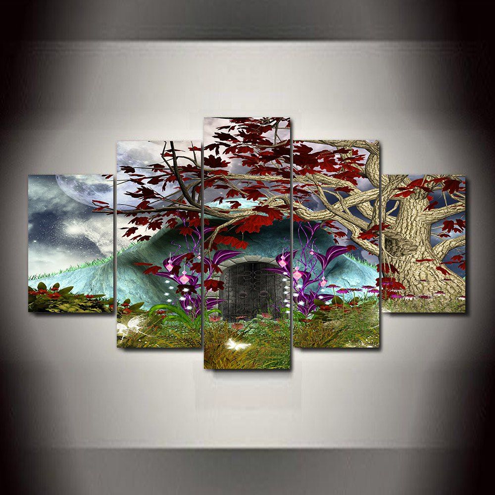 

Fantasy Frameless Printed Canvas Art Print 5PCS, Multi-a