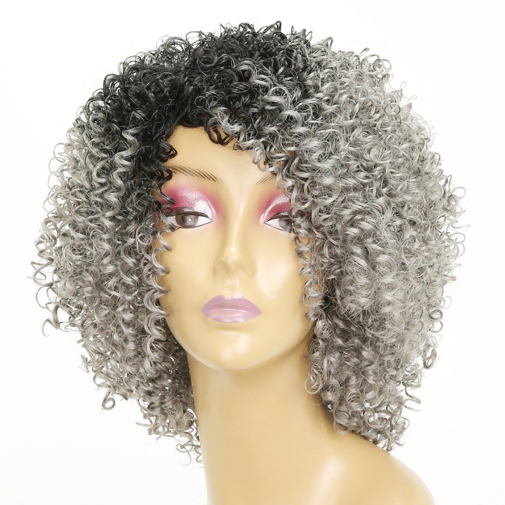 28 Off Afro Curly Hair Ombre Fluffy Fashion Short Synthetic Wigs