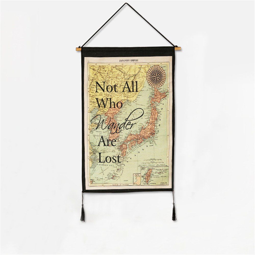 

Retro Style World Map Pattern Hanging Paintings Wall Decoration, Multi