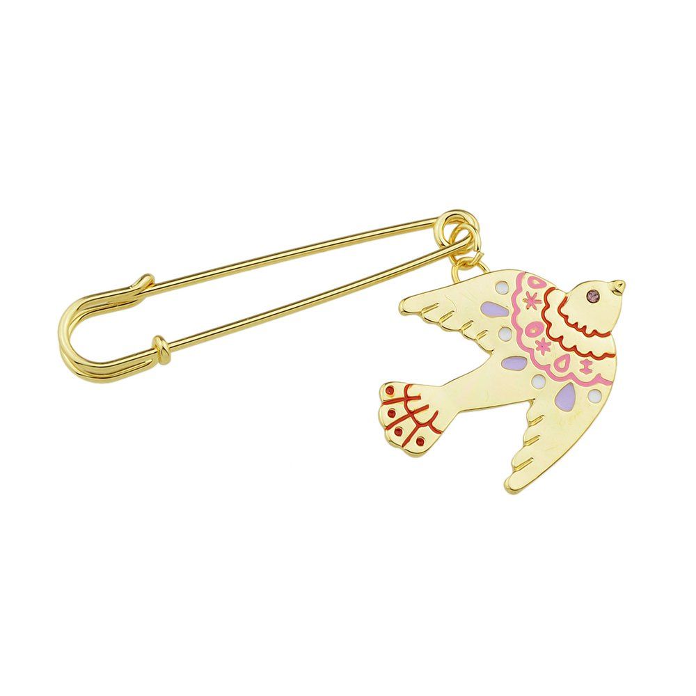 

Pink Blue Enamel Bird Pattern Brooches, Light pink