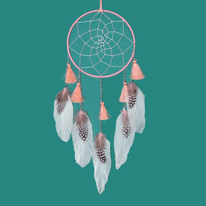 

Creative Chain Feather Dreamcatcher Girl Bedroom Hanging Decorations, Pink