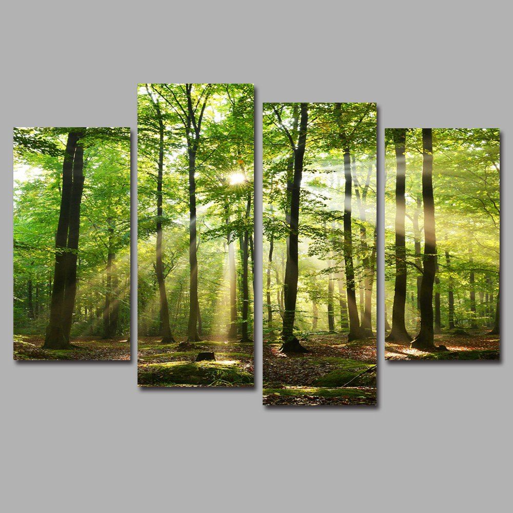 

Forest Sunshine Frameless Printed Canvas Art Print 4PCS, Multi-a