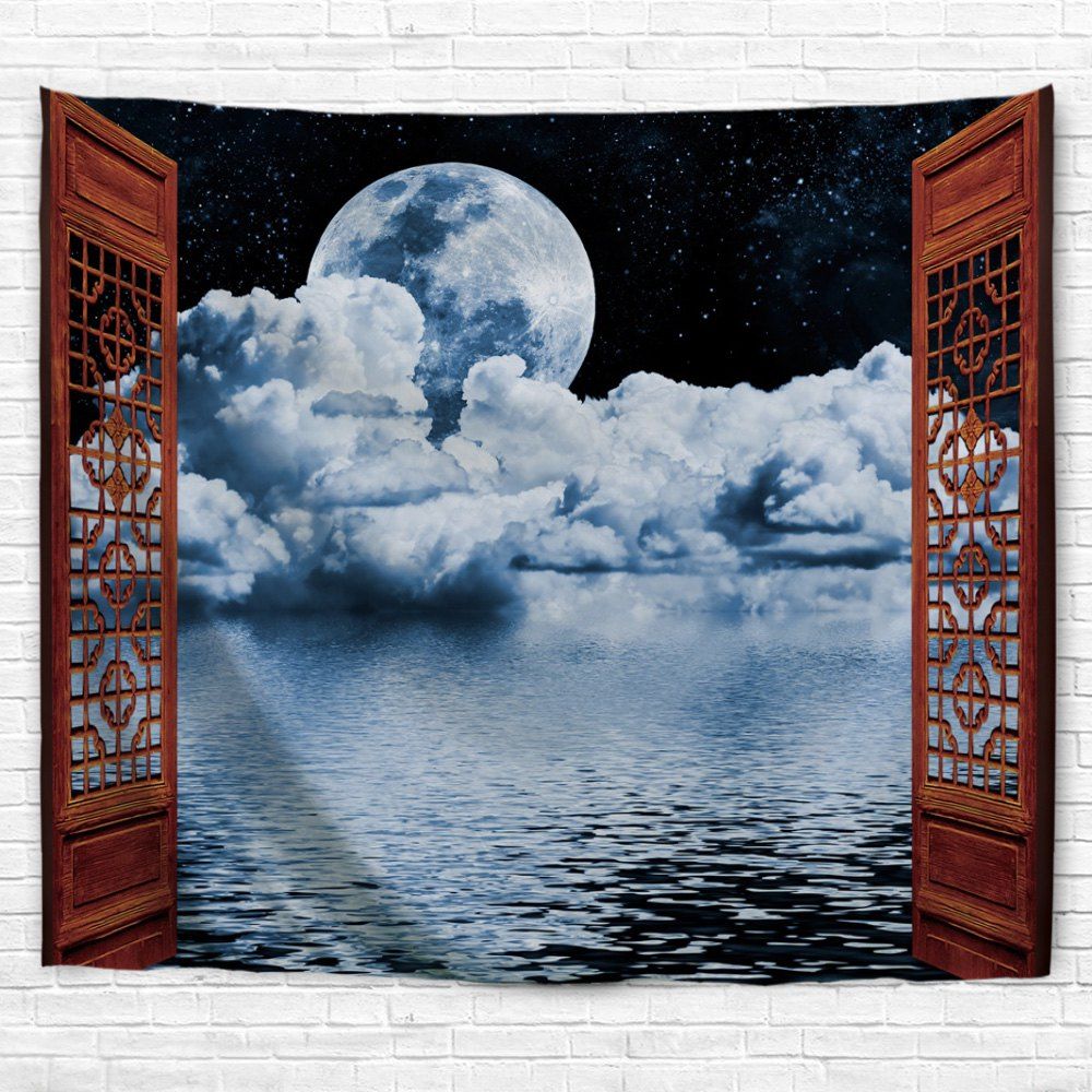 

Bright Moon at Sea 3D Printing Home Wall Hanging Tapestry for Decoration, Multi-a