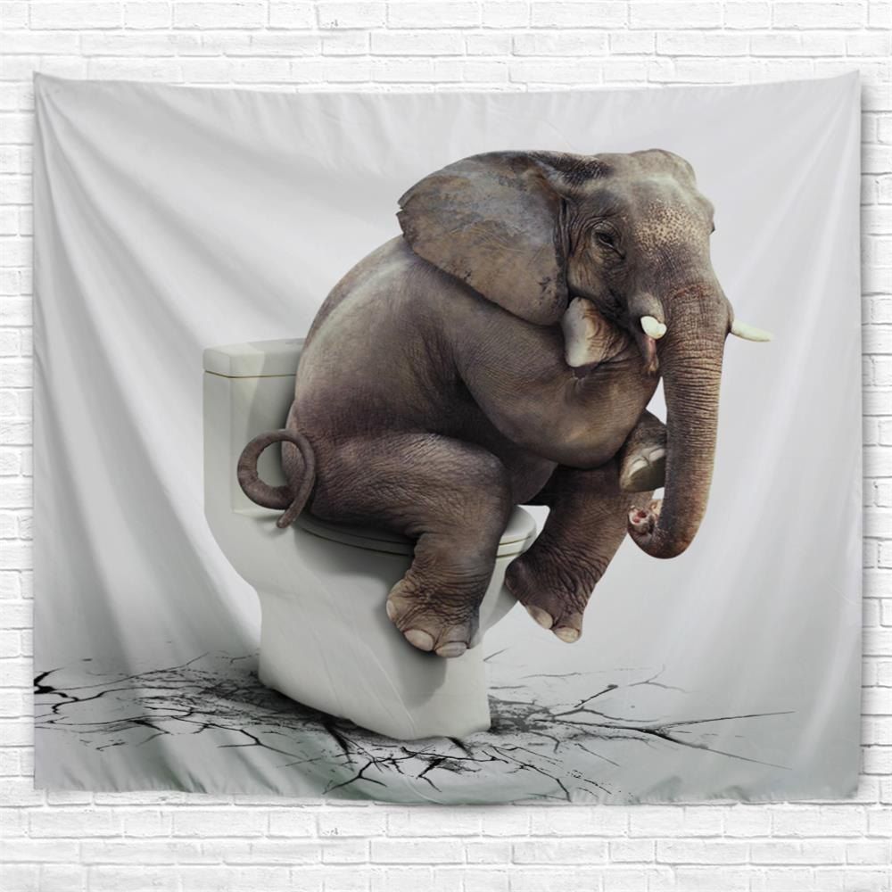 

Elephant Thinker 3D Printing Home Wall Hanging Tapestry for Decoration, Multi-a