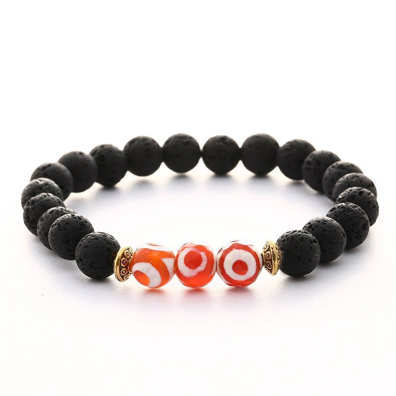 

Natural Lava Stone Beads Unisex Bracelet Strand Bracelets, Pumpkin orange