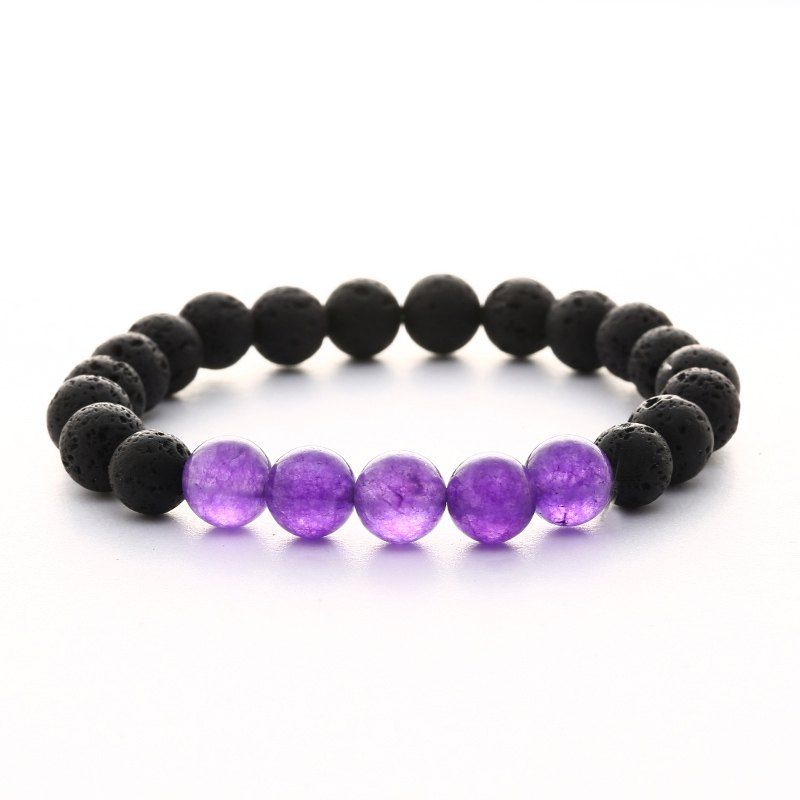 

Natural Lava Stone Beads Unisex Handmade Charming Jewelry Beads Bracelets, Purple daffodil