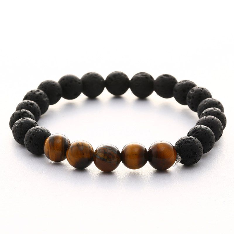 

Natural Lava Stone Beads Unisex Handmade Charming Jewelry Beads Bracelets, Wood