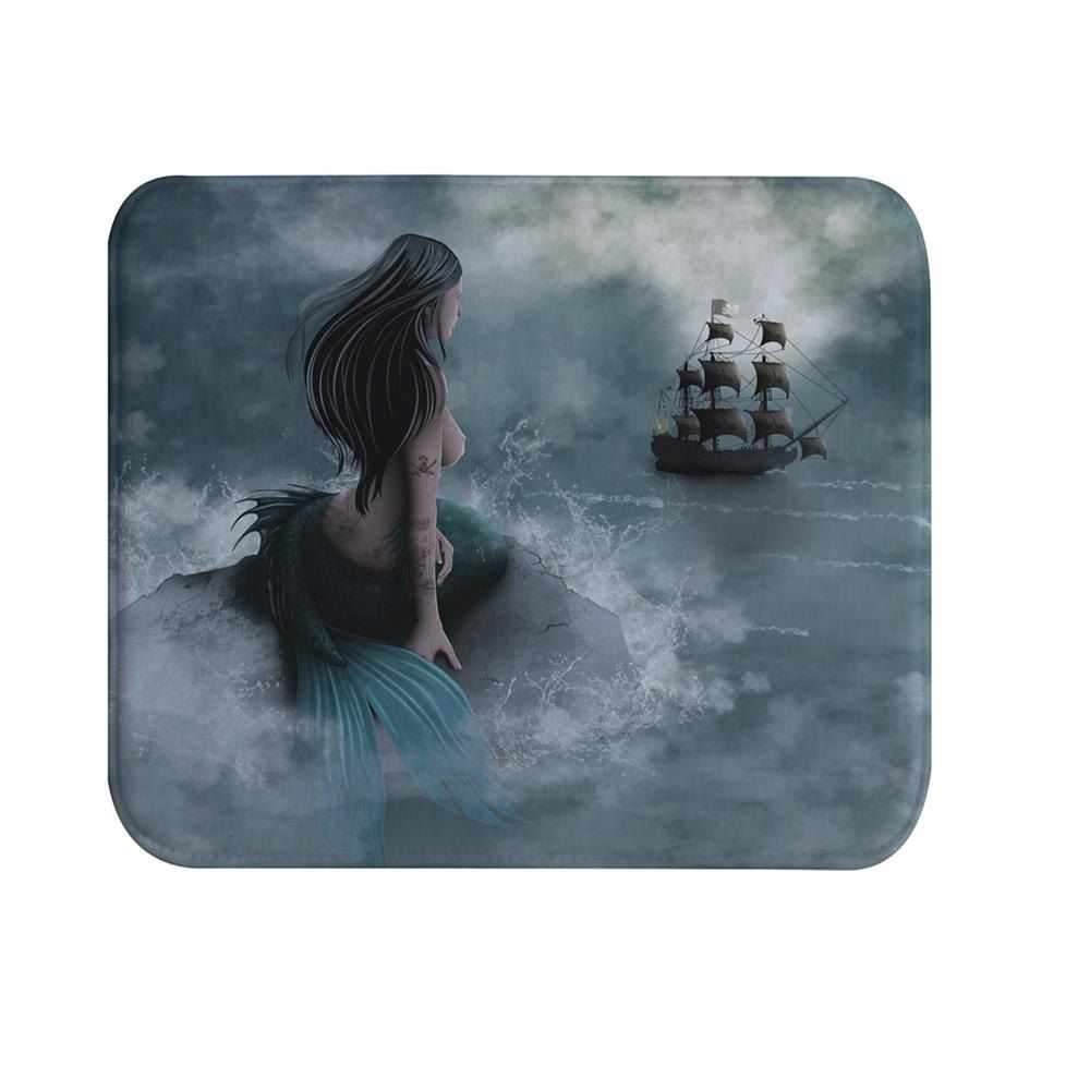 

Mermaid's Temptation Super Soft Non-Slip Bath Door Mat Machine Washable, Multi-a