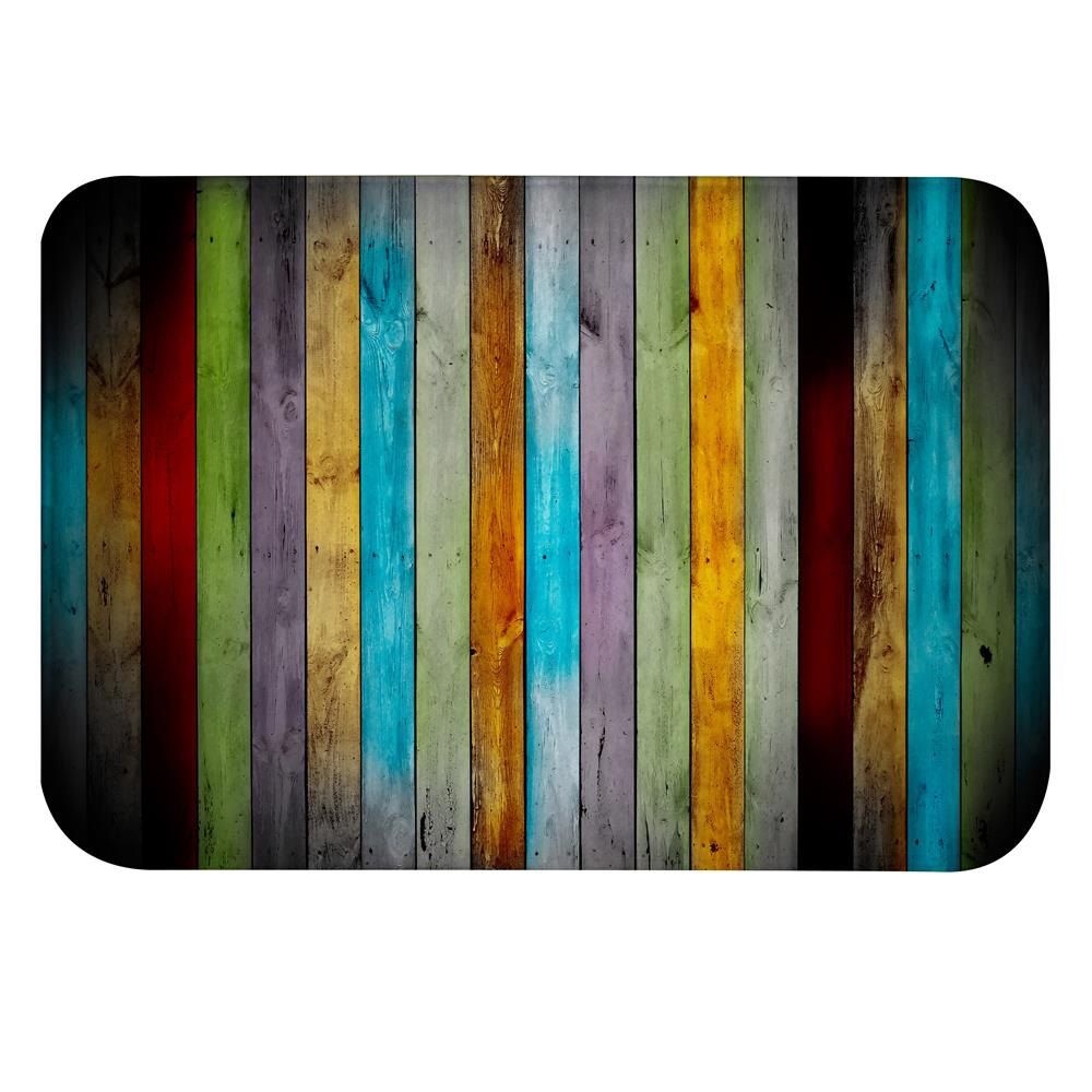 

Colorful Plank Super Soft Non-Slip Bath Door Mat Machine Washable Quickly Drying, Multi-a