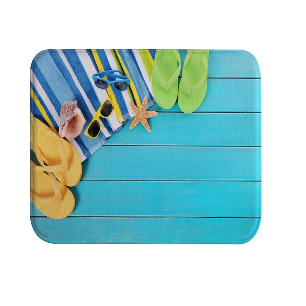 

Wooden Slippers Super Soft Non-Slip Bath Door Mat Machine Washable, Multi-a