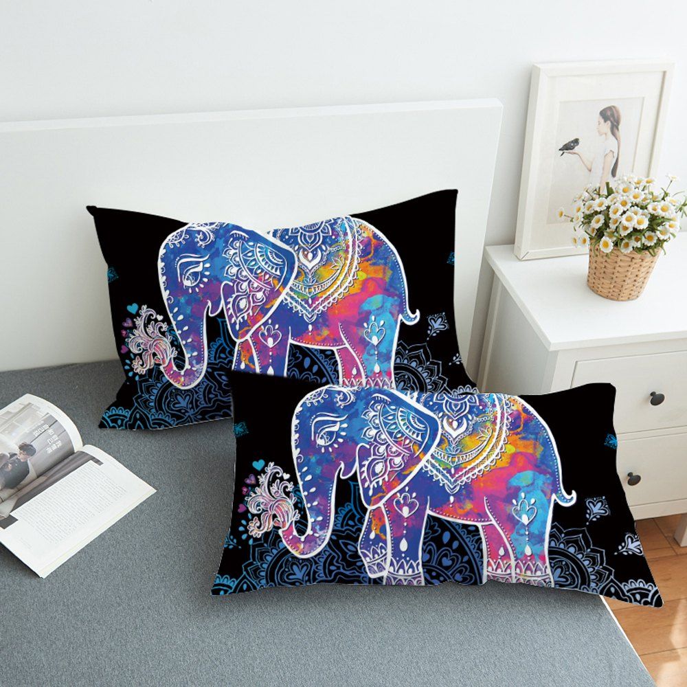 11 Off 2pcs Colorful Elephant Decorative Pillow Case Rosegal