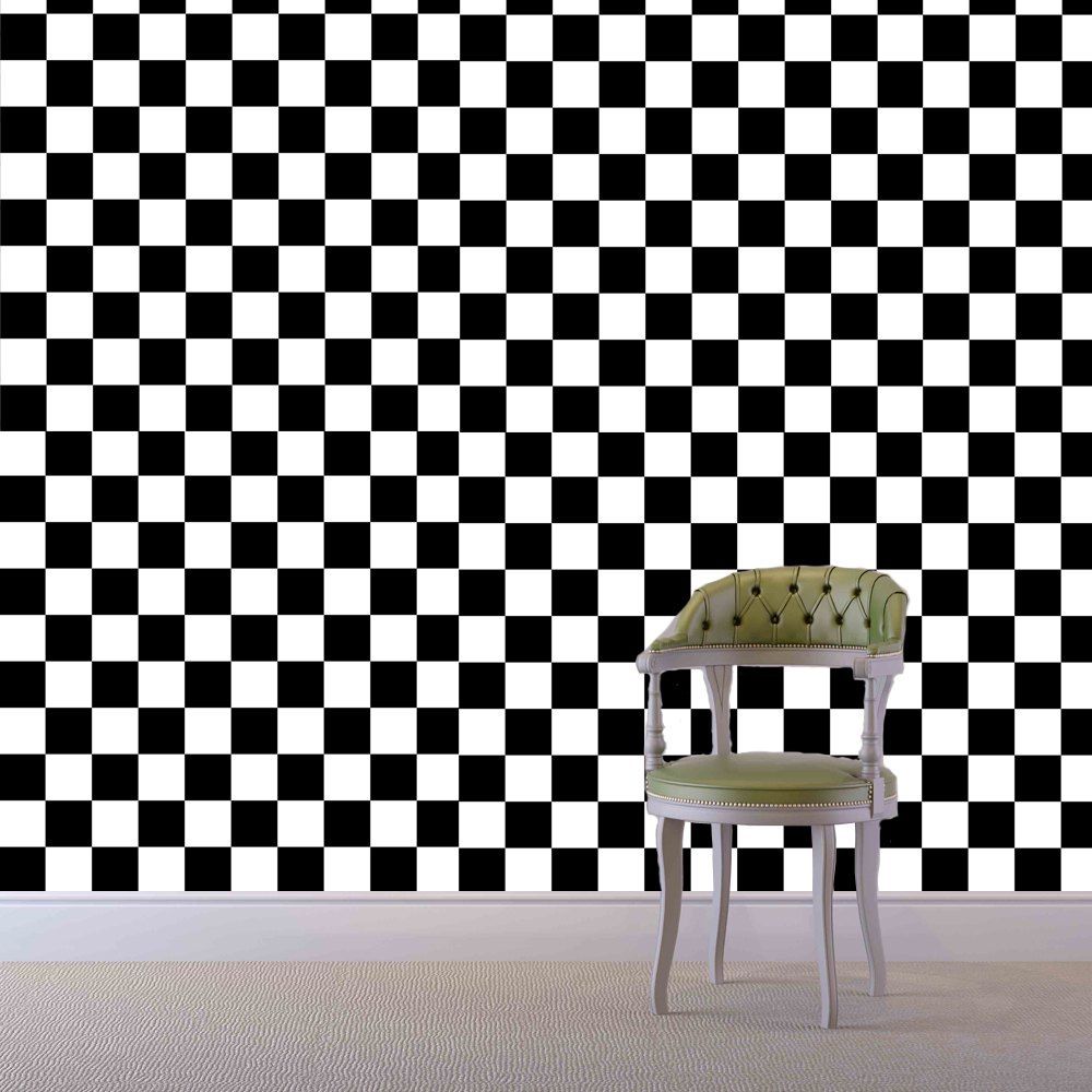 

Black and White Square Pattern Creative Removable Wall Stickers, Multi