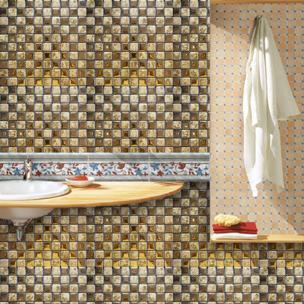 1013 Wall Stickers Removable Mosaic Aluminum Foil Tile [41 OFF] Rosegal