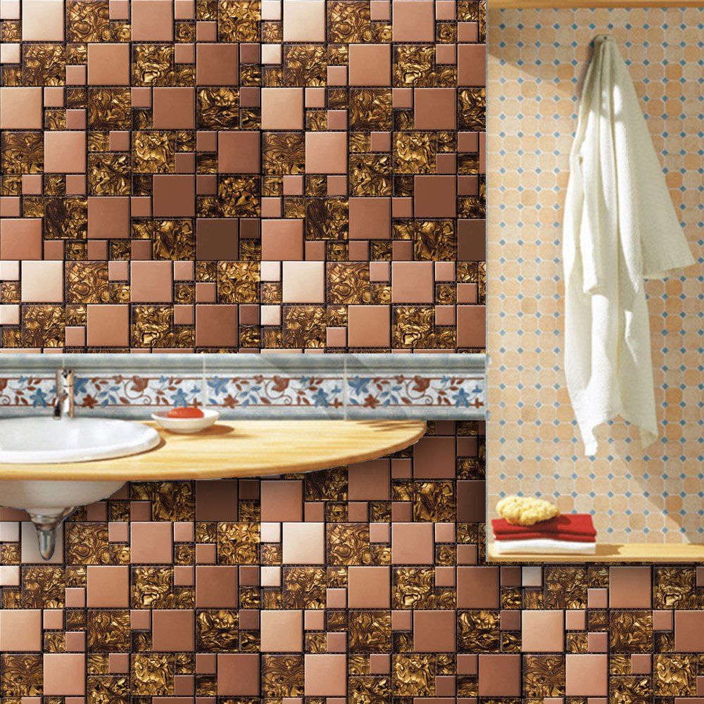 

10-13 Wall Stickers Removable Mosaic Aluminum Foil Tile, Multi-d