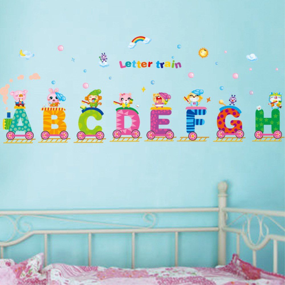 

Creative Decoration Cartoon 3D Letter Train Wall Sticker, Multi-a