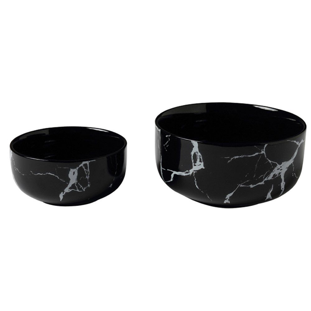 

1PC Marbling Pattern European Style Large Capacity Bowl, Black