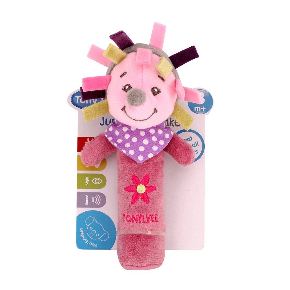 

Baby Rattle Toy Cute Cartoon Animal Pattern Soft Educational Comforting Toy, Violet red