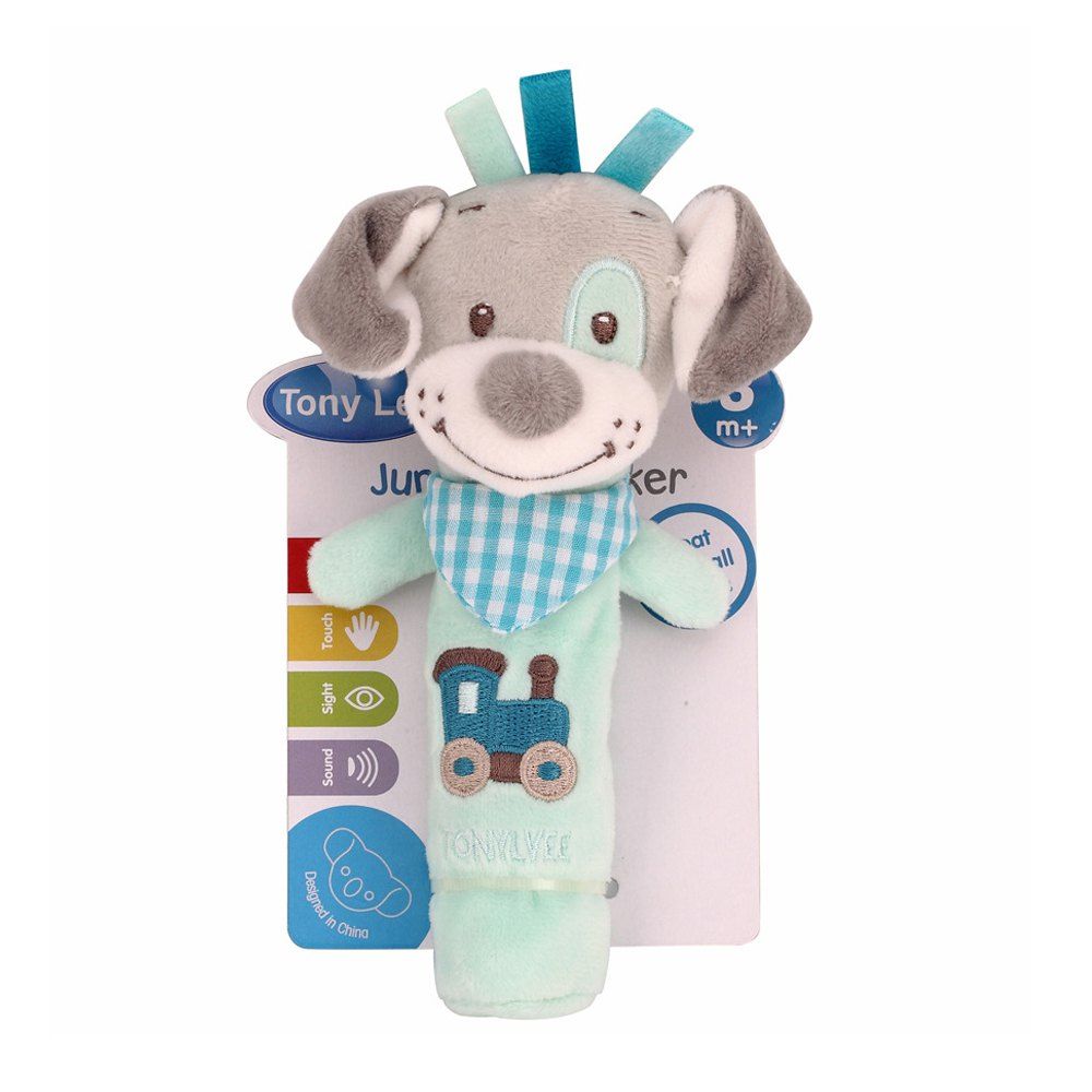 

Baby Rattle Toy Cute Cartoon Animal Pattern Soft Educational Comforting Toy, Light blue