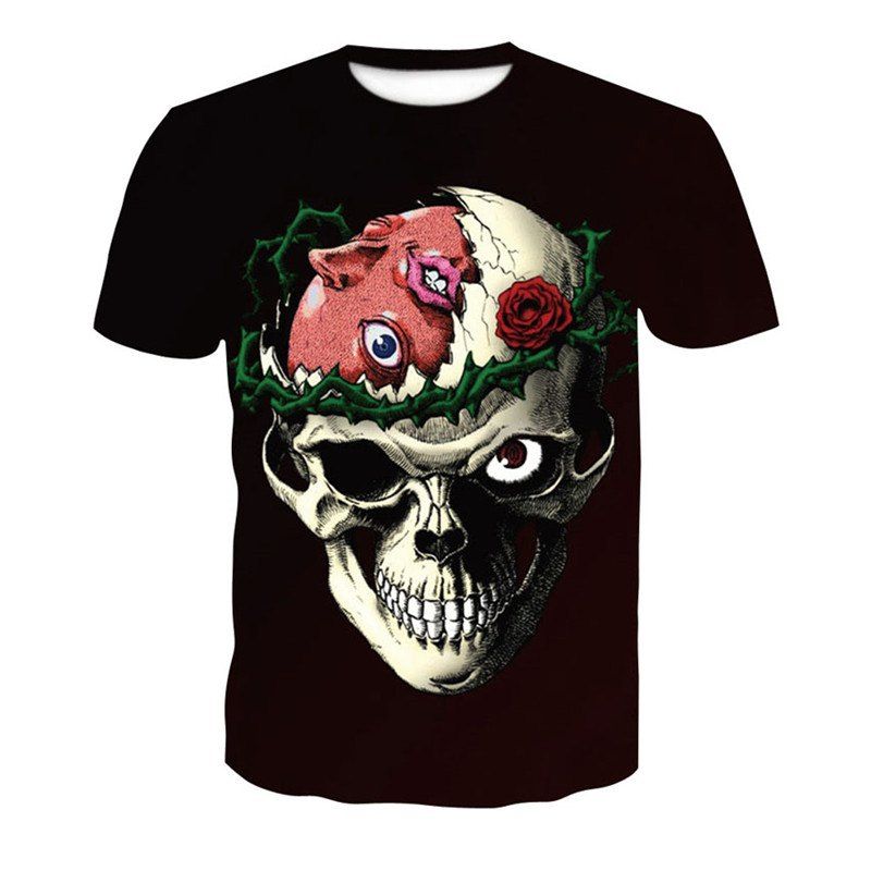 

Hot 3D Print Men's Casual Short Sleeve Graphic T-shirt, Black